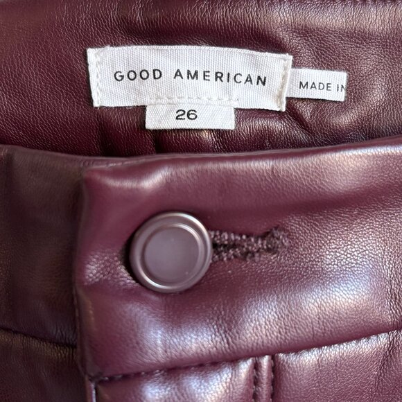 Good American Faux Leather Pants Plus Size 26 Burgundy Wine - Picture 7 of 13